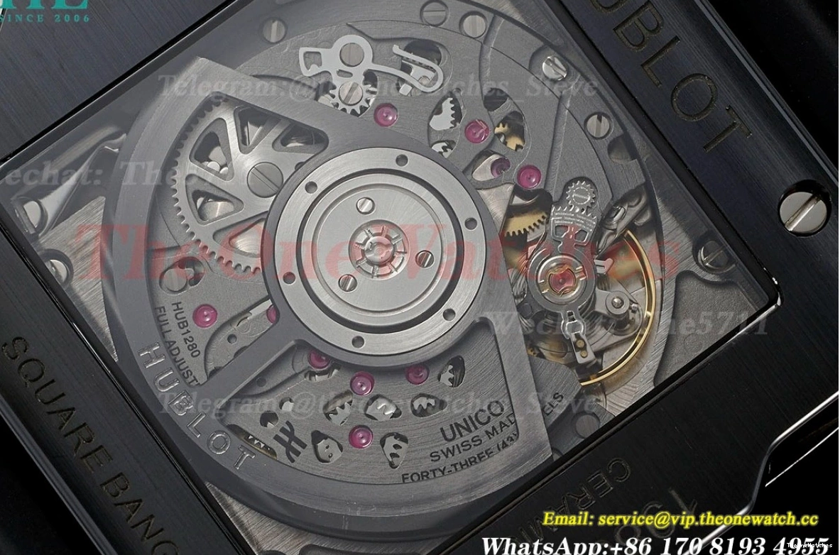 Square Cer Unico Bang RU Skeleton BBF 42mm Black HUB1280A Dial 0207